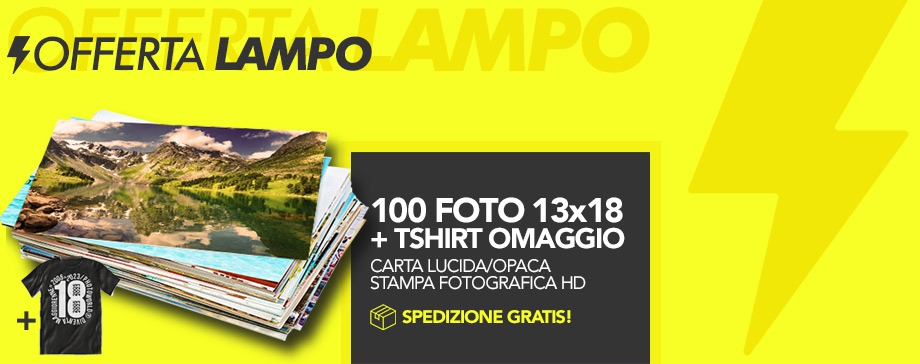 Offerta lampo Pack 100 Foto 13x18 + T-Shirt evento e spedizione OMAGGIO