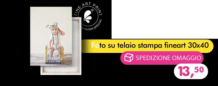 Offerta lampo Foto 30x40 su Telaio spessore 2cm - stampa Fine Art + T-shirt nera in omaggio