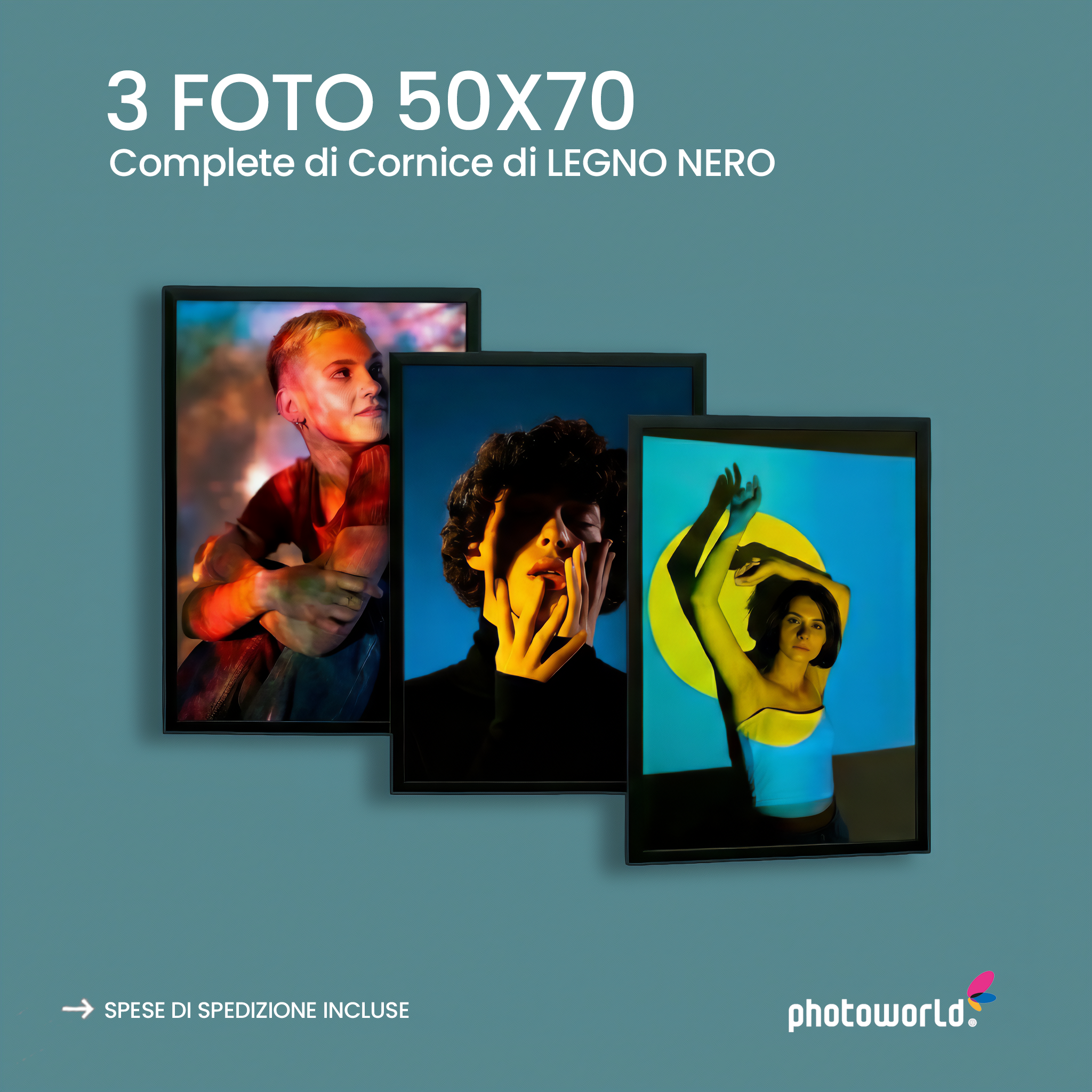3 Foto 50X70 in CORNICE DI LEGNO NERO